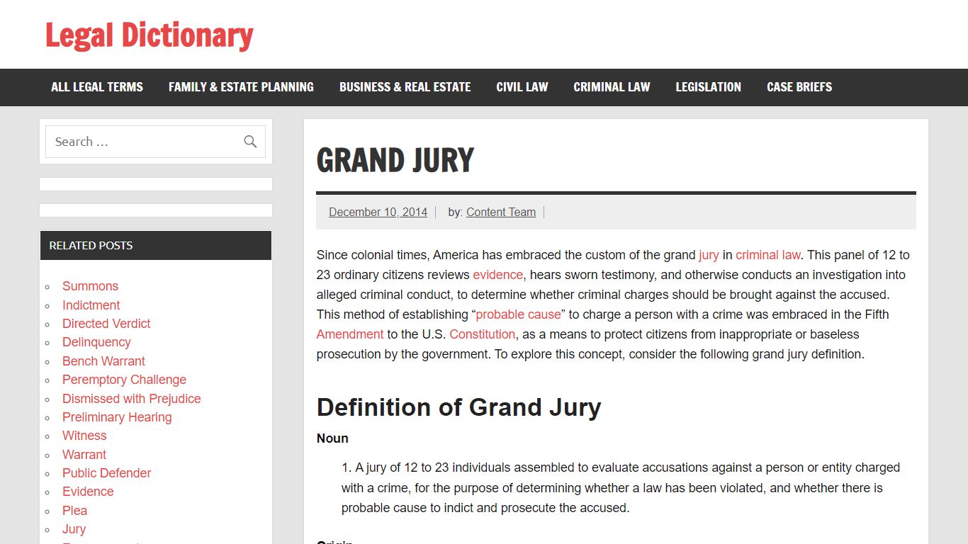 Grand Jury - Definition, Selection and Examples - Legal Dictionary