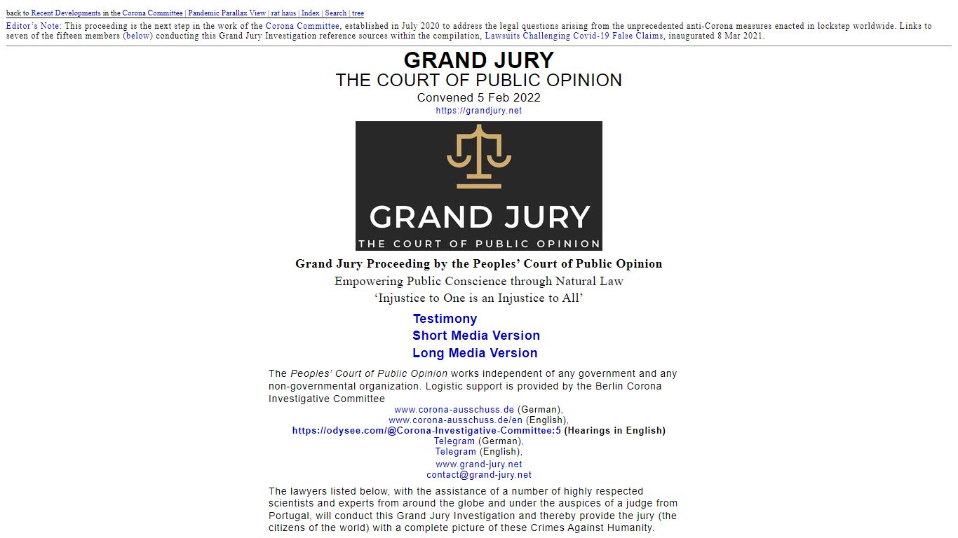 Grand Jury: Court of Public Opinion, Convened 5 Feb 2022